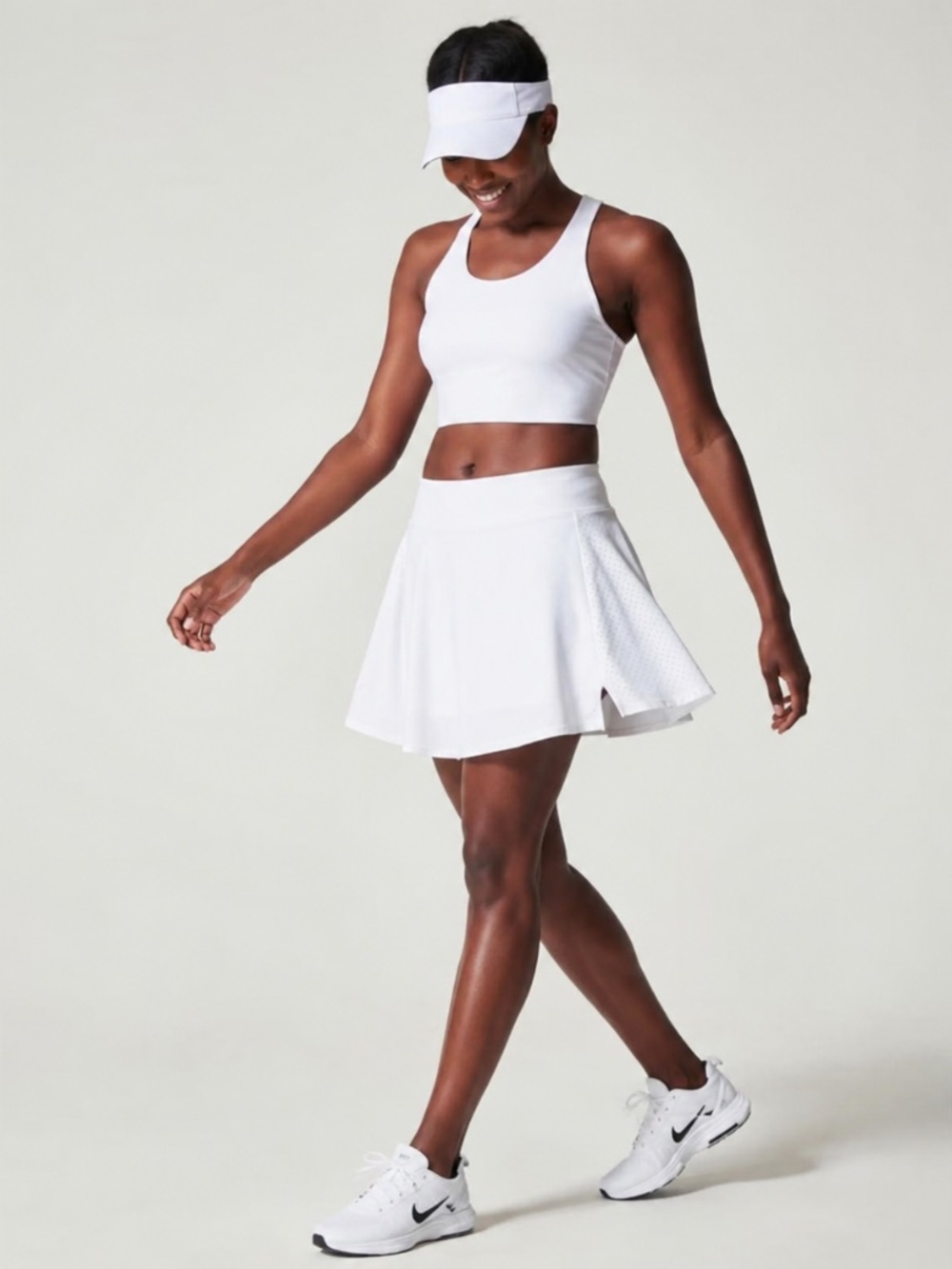 SPANX Tennis Skirt Skort Built-In Shorts NWT XL White Athletic Golf Pickleball